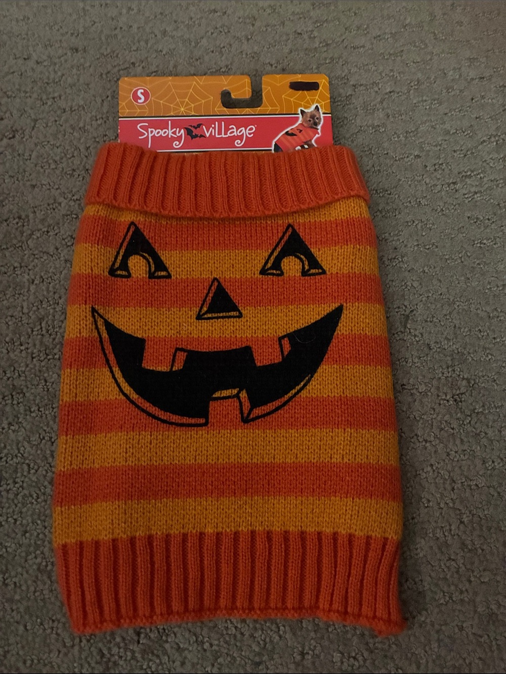 Orange Striped Pumpkin dog Costume Sweater